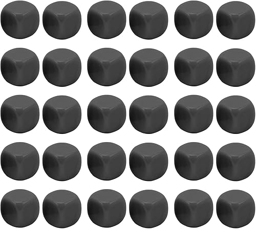 Juego de 30 dados en blanco divertidos de 0.630 in, de plástico, 6 caras redondas, cubos de dados poliédricos, rompecabezas de bricolaje para
