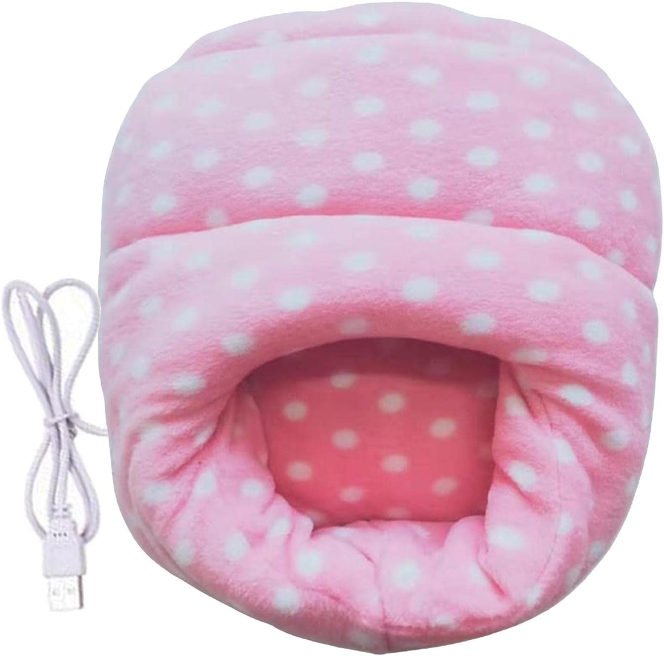 USB Portable Electric Heated Slippers | Foot Warmer for Men and Women | 360¡ã Full Package | Washable | 5V USB Powered | Soft Short Plush Material | Heating Pad - Pink