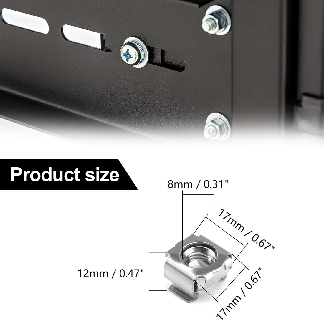 Dadi a Gabbia M8 per Armadi di Server Argento Tono 10pz Dadi Ingabbiati in Acciaio Inox Dadi a Gabbia