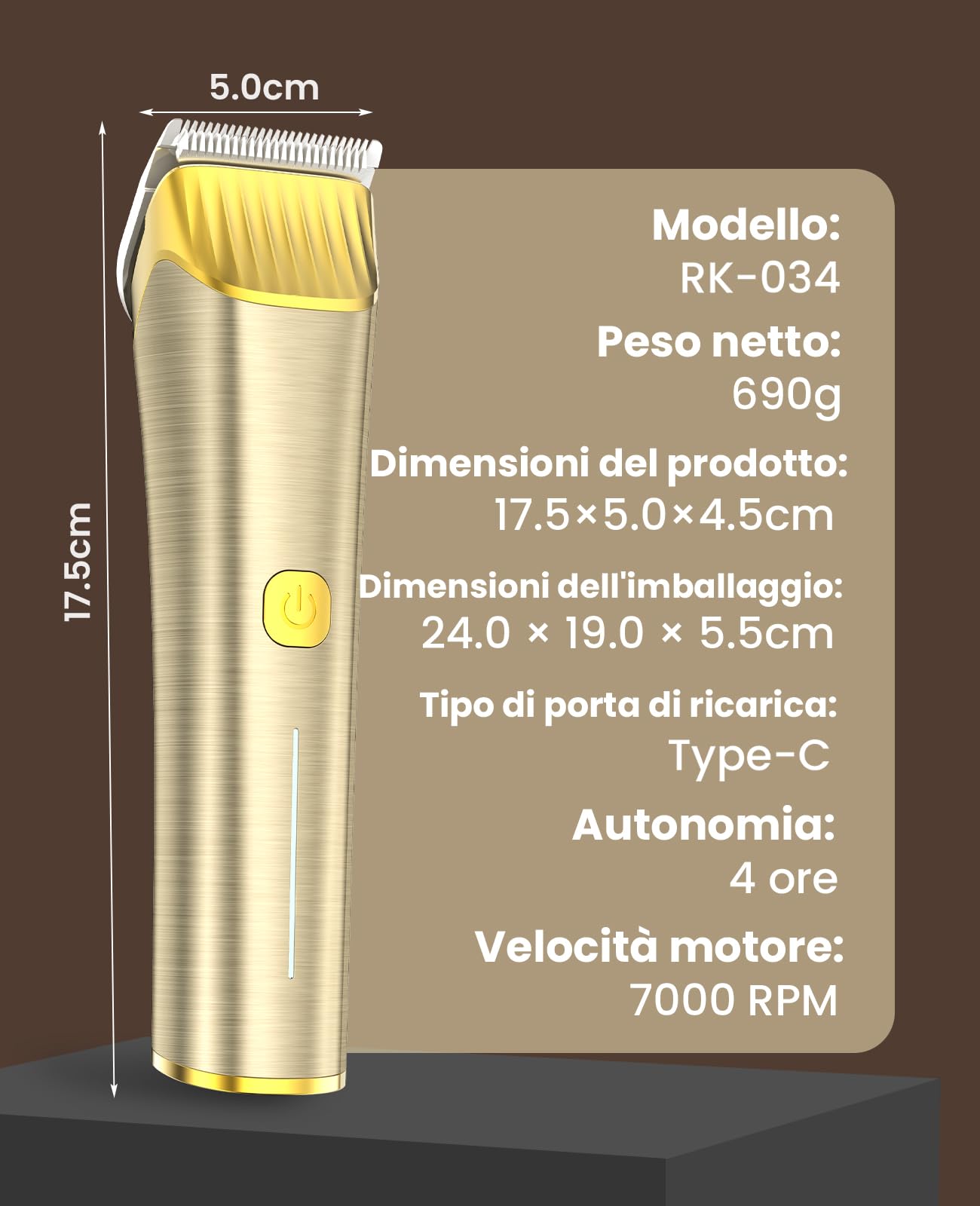 Oneisall Rasoio per cavalli pelo lungo professionale 7000RPM
