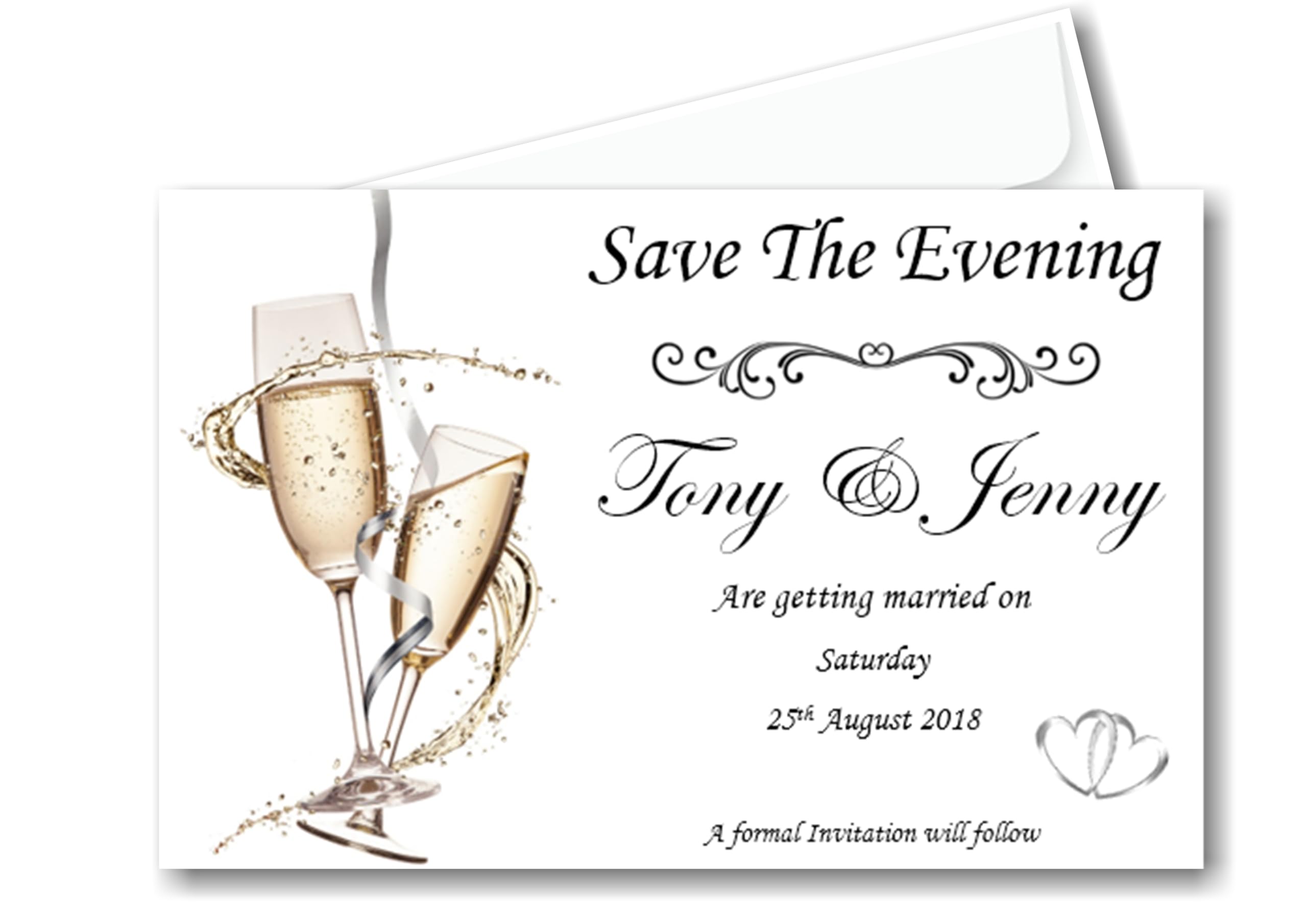 Personalised Save the Evening Cards/Invitations/Invites Ref SE2 Complete with self seal envelopes (70)