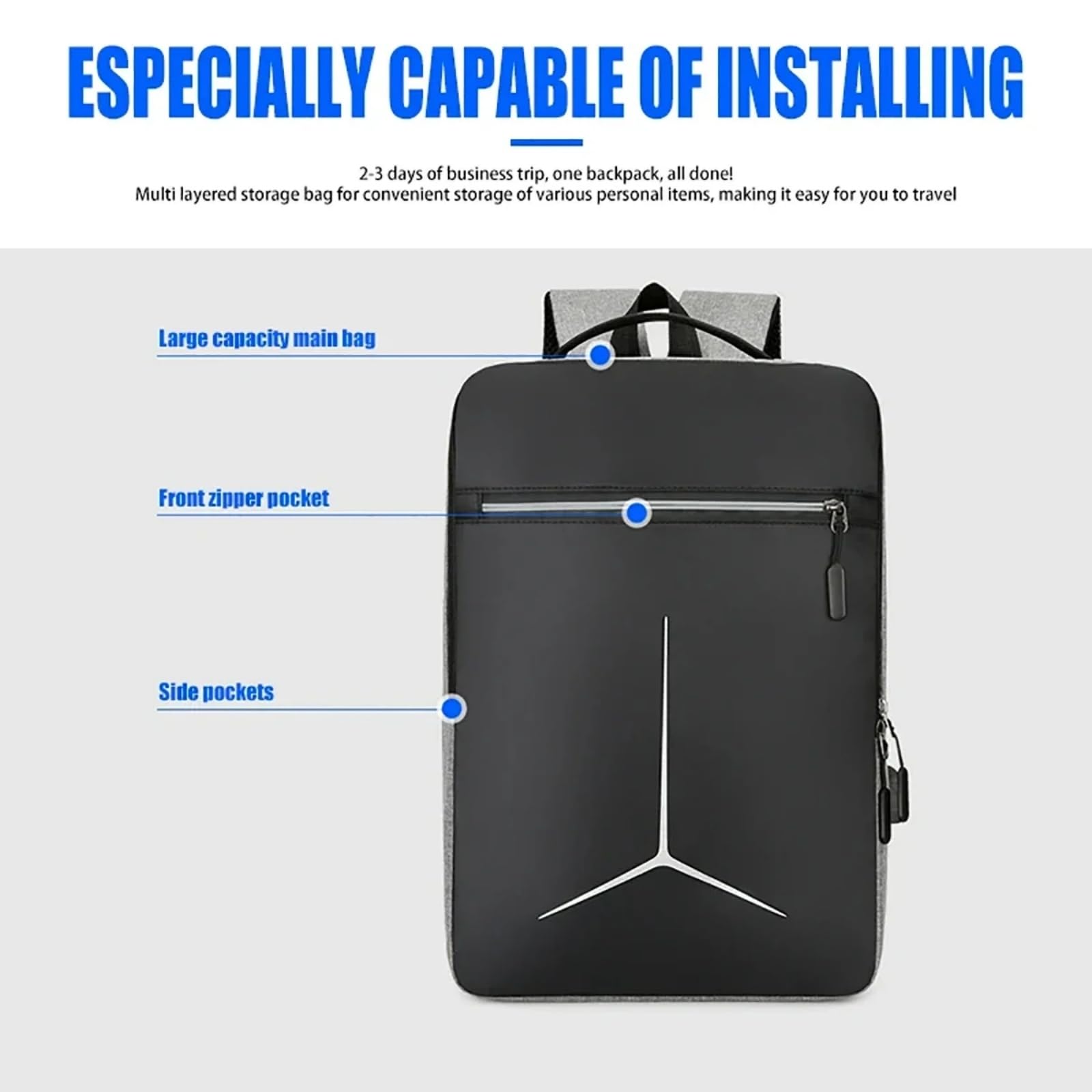 Mochila escolar Uomini Eva Hard Shell Zaino per Laptop, Intelligente Antifurto Impermeabile con Porta, di Viaggio Affari Moda