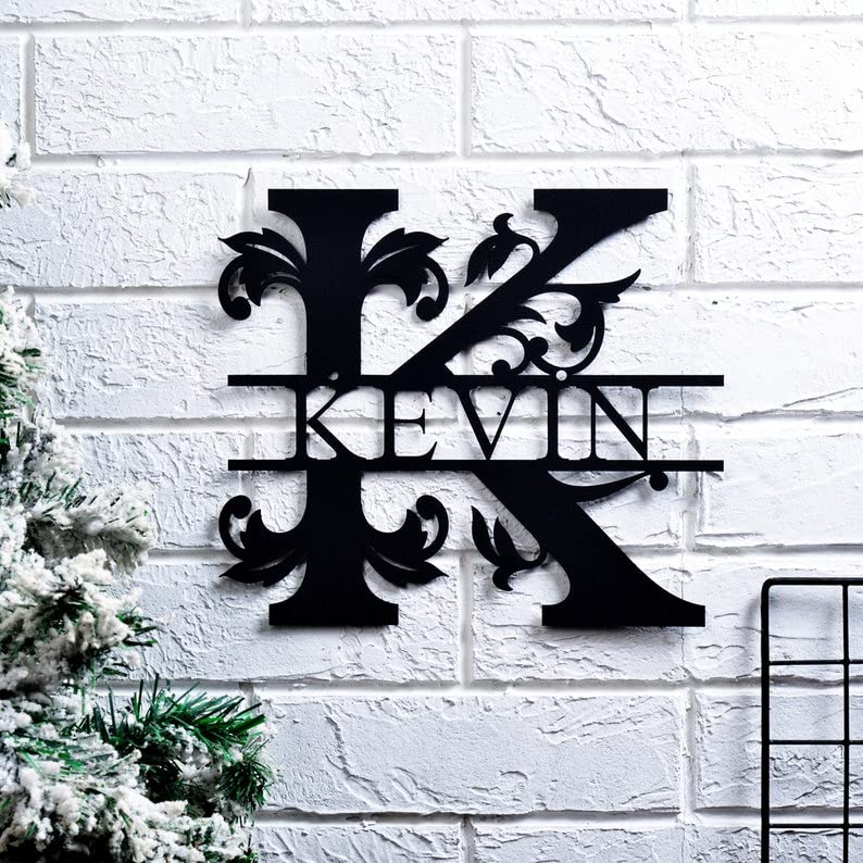 Custom Wedding Decor: Split Letter Monogram Metal Wall Art - Personalized Couple & Family Name Signs, Outdoor & Indoor Use