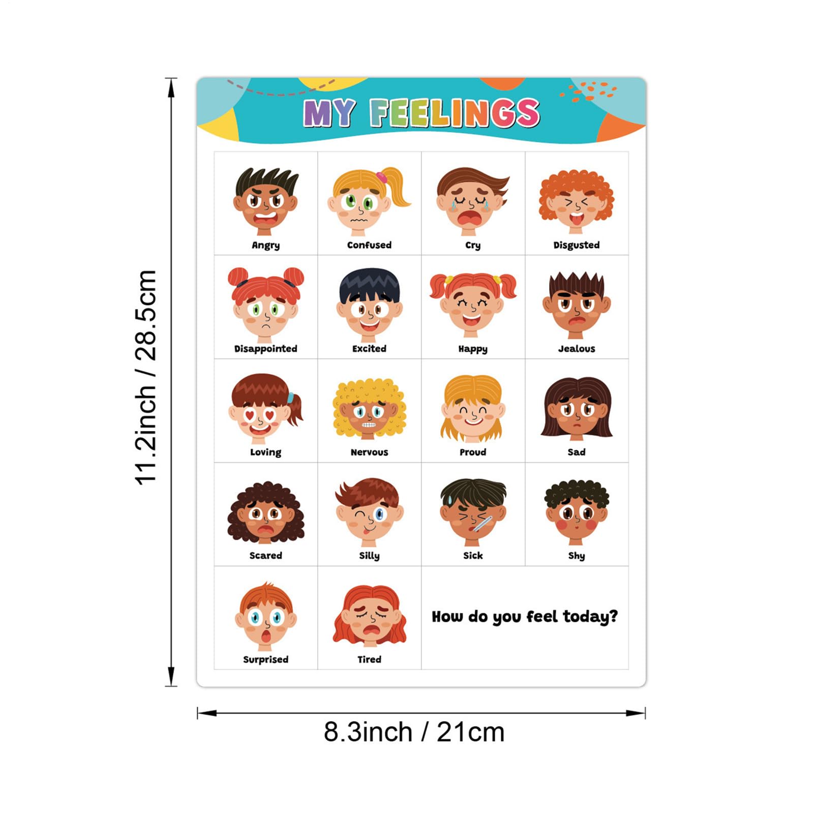 KIKIGOAL Grafico Dei Sentimenti Per Bambini Con 36 Carte - Tabella Tascabile In Nylon Per L'Apprendimento Emotivo Sociale A Scuola E A Casa - 4