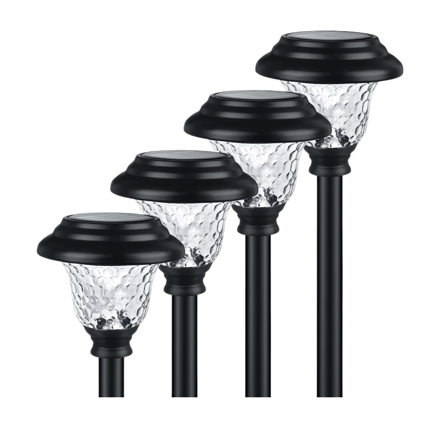 Luces Solares para Exterior, Luces solares de vidrio for exteriores, súper brillantes, for caminos, con encendido y apagado automático Camino, Patio, Césped(4 Pack)