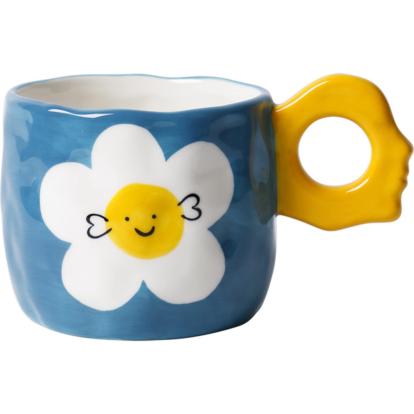 Ręcznie wykonany ceramiczny kubek do kawy białe kwiaty filiżanka do herbaty ceramika filiżanka do kawy owsiane mleko kubek prezent ślubny do biura i domu
