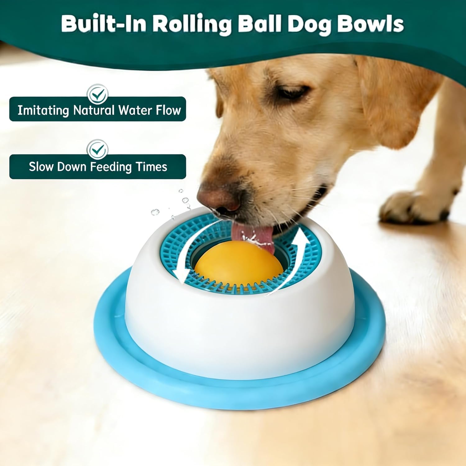 Dog Lick Bowl, Slow Feeder Dog Bowl, Dog Cat Licks Toys for Liquid Food, Anxieties Relief Slow Feeder Dog Lick Ball Treat Dispenser, Non-Slip Licking Bowl Enrichment Toys to Keep Them (Blue) - 2