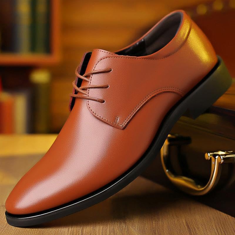 Dress Oxford for Men Lace Up Round Toe Vegan Leather Solid Color Derby Shoes Rubber Sole Non Slip Resistant Anti-Slip Party3