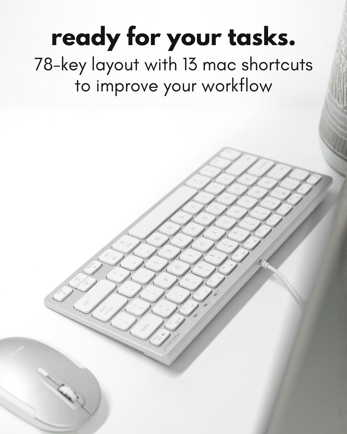 Macally USB C Wired Keyboard for Mac (USB C + USB A) – Compatible Keyboard for MacBook Pro/Air, iMac & MacMini – Compact Aluminum Mac Keyboard