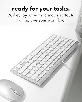Macally USB C Wired Keyboard for Mac (USB C + USB A) Compatible Keyboard for MacBook Pro/Air, iMac & MacMini Compact Aluminum Mac Keyboard