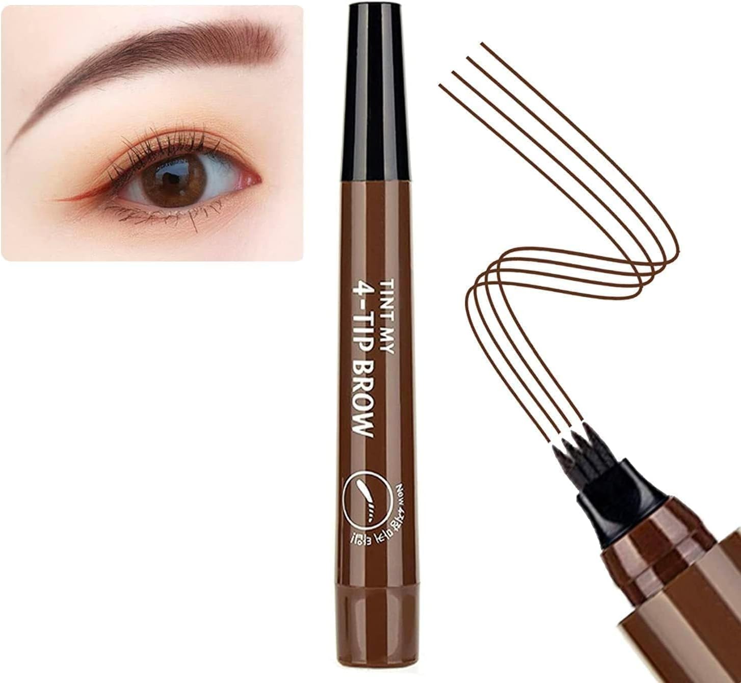 Waterproof Microblading Eyebrow Pen: Flawless Brows All Day! Smudge-Proof, Sweat Resistant, 4-Point Micro-Fork Tip for Natural Look - Long-Lasting Eyebrow Penci