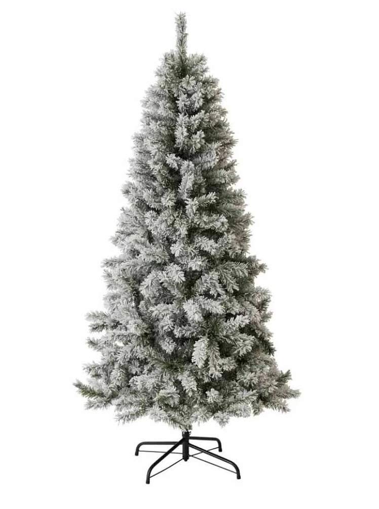 FlickBuyz Christmas Tree Green 230 Pines Artificial Tree with Metal Stand (6ft Snowy Tree)