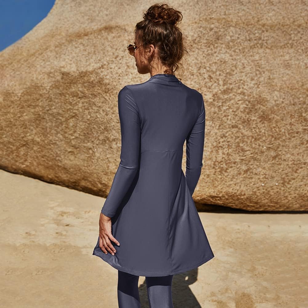 IBTOM CASTLE Muslim Swimsuits for Women Modest Swimwear Long Sleeve Burkini Pants Full Cover Islamic Bathing Suit