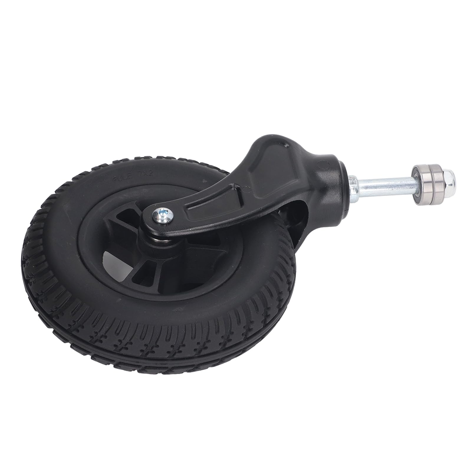 Rueda de 7 pulgadas, cubo universal de PU, rueda de PVC, rueda delantera para silla de ruedas, capacidad de carga de 120 kg, frenos de mano, rodamientos rígidos de bolas