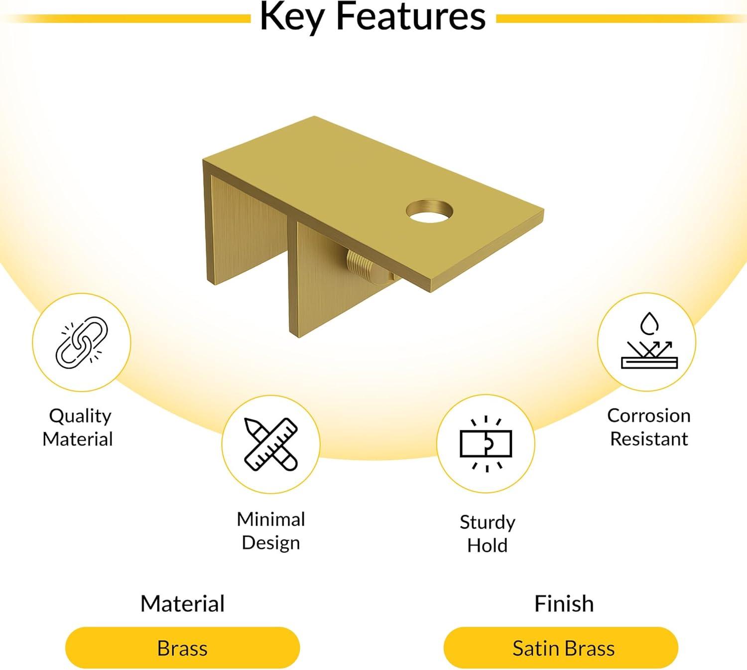 Brixwell Ceiling Mount Sleeve Over Glass Clamp - Satin Brass Finish, 5/16" to 1/2" Glass Thickness, Ideal for Stained Glass, Tempered Glass, and Glass Shelf Installations