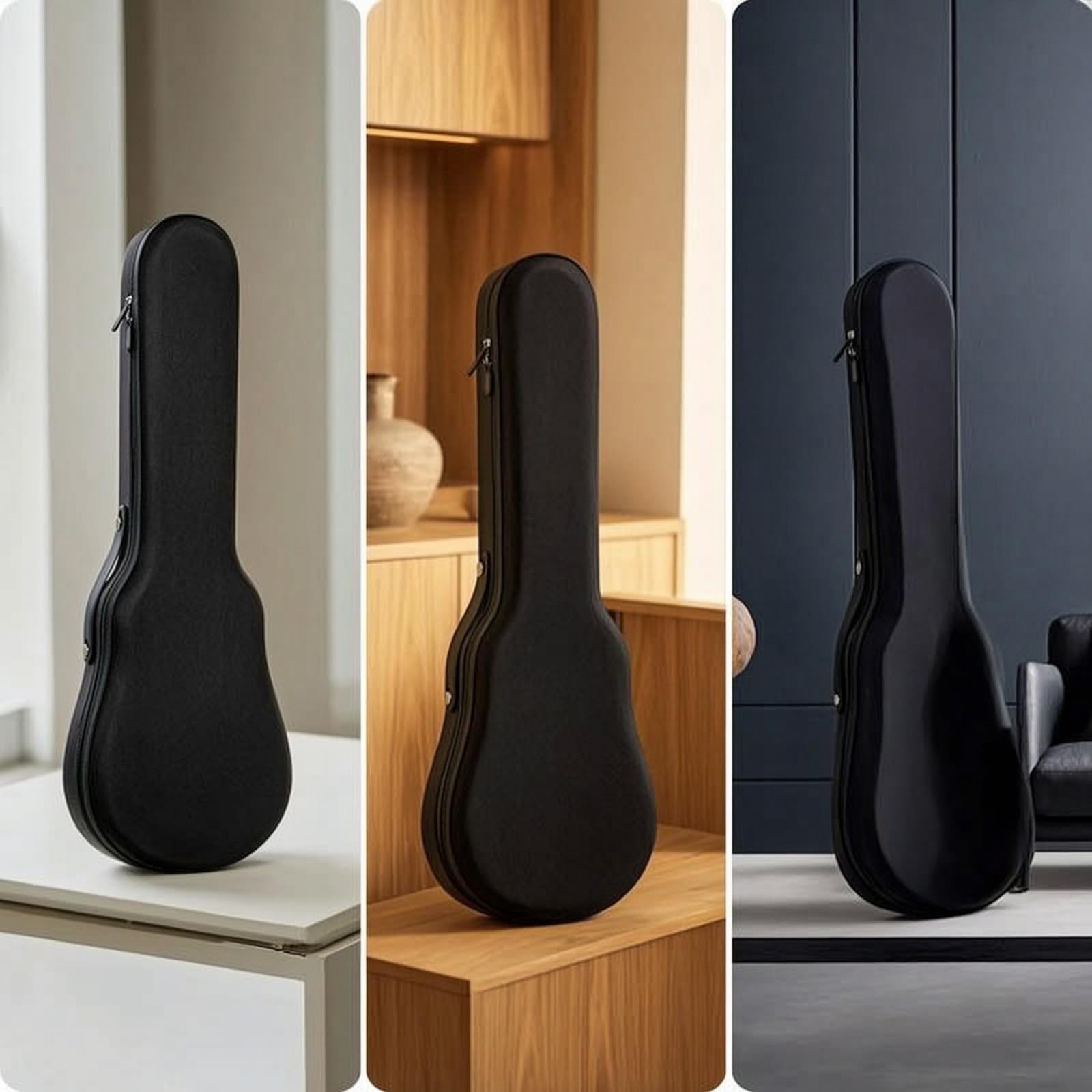 harayaa Custodia Protettiva Ukulele Borsa Rigida Custodia Sagomata Astuccio Zippato in Schiuma EVA Profilo Modellato con Manico Laterale Adatta a Scuole di, Array, Cachi