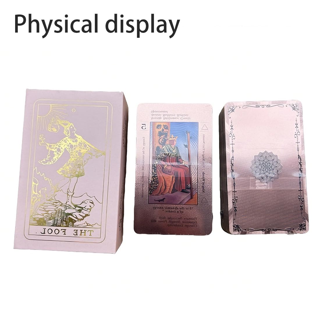 Tarot Cards for Beginners Rose Gold Tarot Cards, Witchy Cauldron Rose Gold Tarots Card with Guide Book, 78 Waterproof Wrinkle Resistant Foil Tarots Decks, Includes Chakras Planets (2Sets)