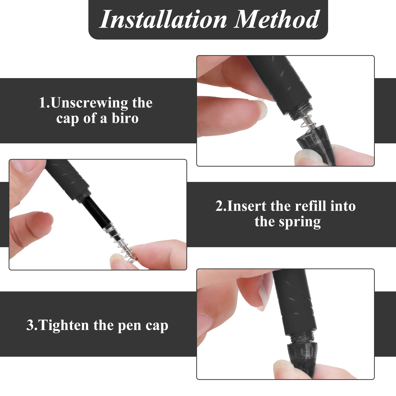 Recambios de tinta de gel borrable de 0.7 mm compatibles con Frixion Friction, escritura suave, multicolor, retráctil, punta fina, repuesto para escuela, oficina, arte en casa (negro, 40)