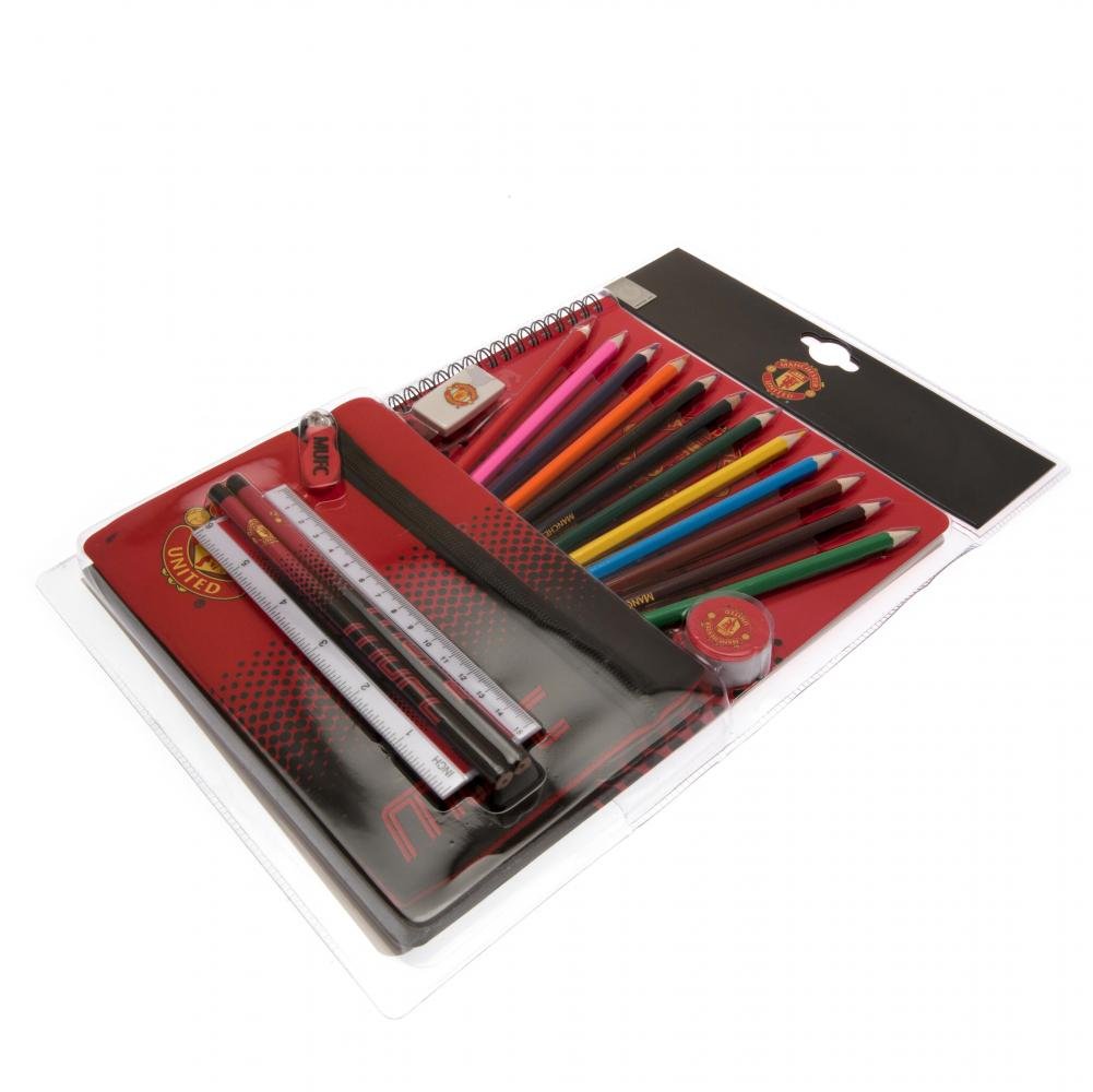 Manchester United FC Official Football Gift Ultimate School Stationery Set Red