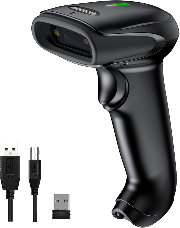 Escáner de código de barras inalámbrico 2D, lector portátil de código QR Symcode Datamatrix PDF417 para escaneo de código de barras impreso y en pantalla, funciona con Windows Mac y Linux PC POS