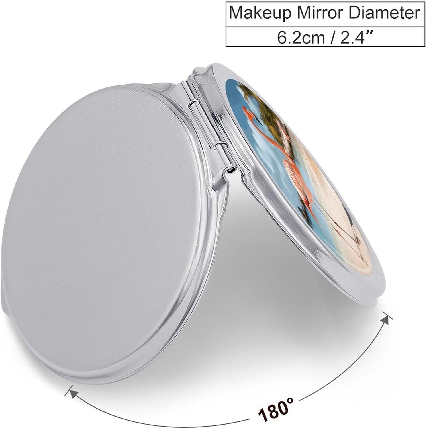 Beach Flamingo Travel Makeup Mirror,Compact and Portable Makeup Mirrors with Mirror Cover,Pocket Mirror for Home, Hair Salon and Beauty Shop image 2