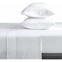 CozyLux Twin Bed Sheets Set 1800 Series 3-Piece Embroidered Double Brushed Microfiber Sheets 16" Deep Pocket Hotel Soft Luxury Bedding Sheet Set, Wrinkle Resistant, White