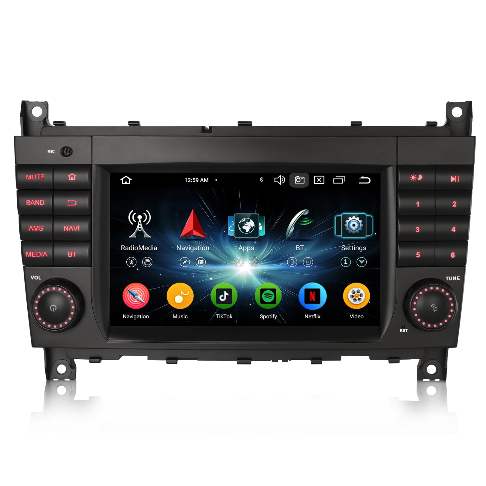 8-núcleo 4GB RAM+64GB ROM 7 Pulgadas Android 14 Radio Coche para Mercedes Benz Clase C/CLC/G W203 W463 Soporte GPS Navegador CarPlay inalámbrico Android Auto Bluetooth DSP WiFi 4G Dab+ FM RDS Canbus