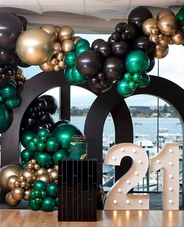 Emerald Green Black Gold Balloon Garland,144Pcs Forest Dark Green Black Gold Balloon Arch Kit for Graduation Baby Shower Jungle Birthday Spring Party Decorations by DUBEDAT - Image 6