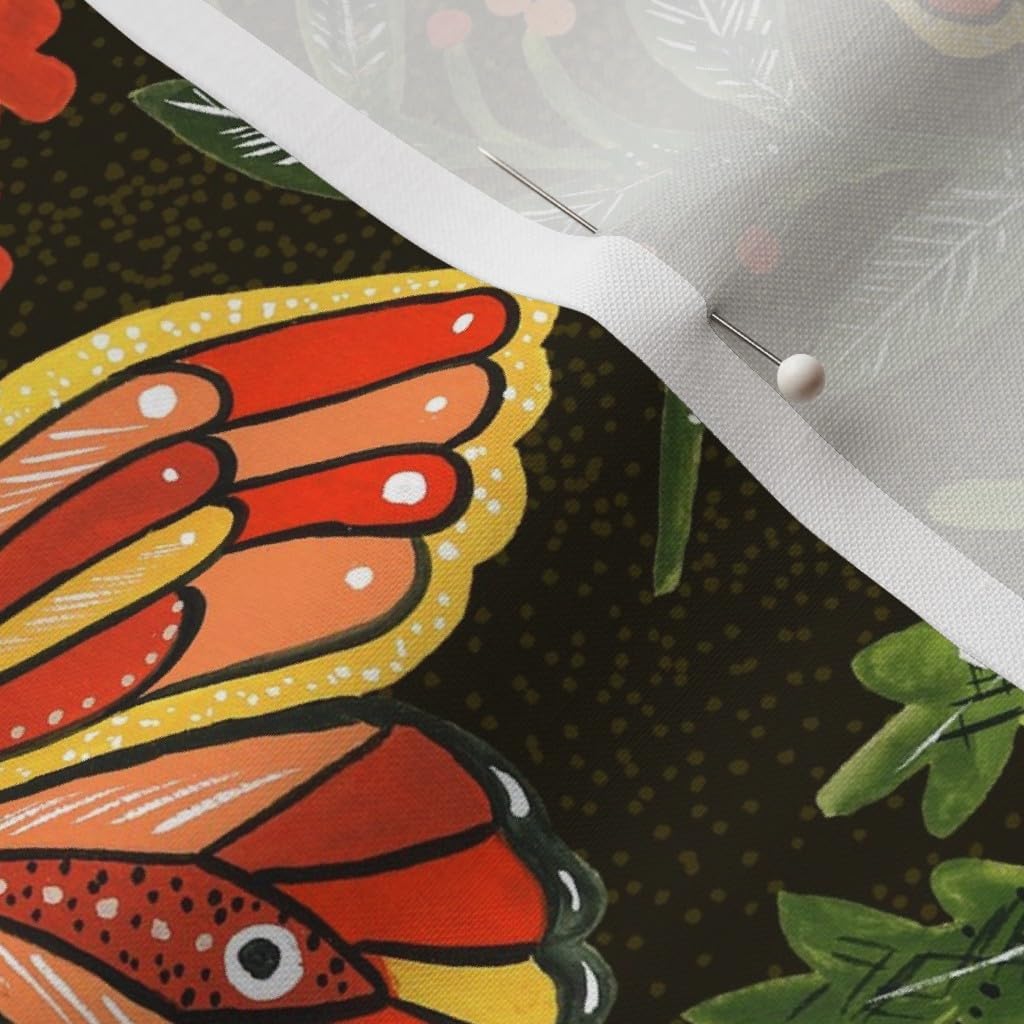 Spoonflower Fabric - Painted Woodland Autumn Fall Red Mushrooms Moths and Ferns Greenery Printed on Petal Signature Cotton Fabric by The Yard - Sewing Quilting Apparel Crafts Decor