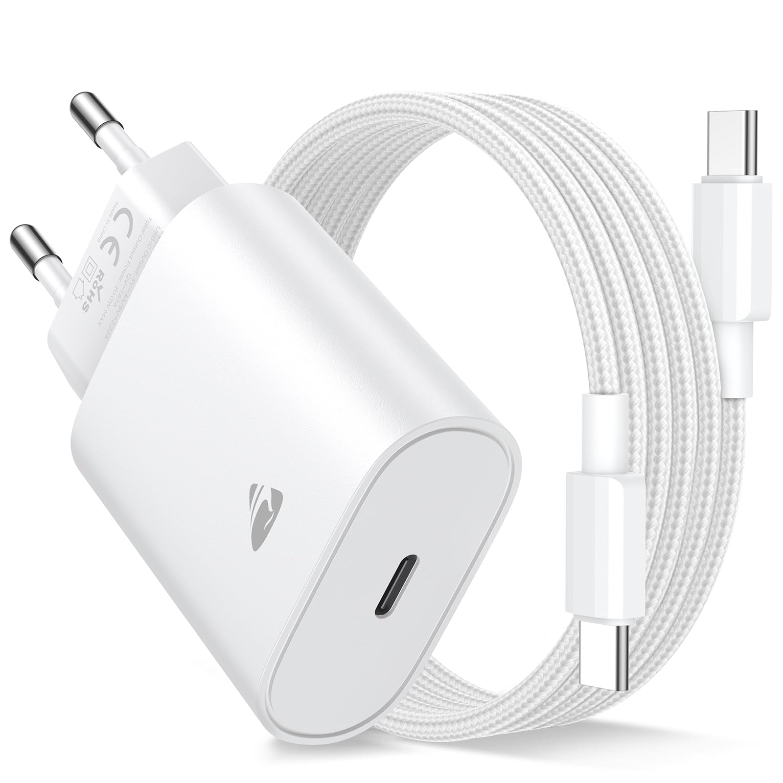 Chargeur USB C Rapide pour iPhone 17/16/15,Prise Adaptateur USB C Chargeur Rapide avec 2m Câble USBC,Compatible iPhone 17/17 Air,16e,16/15 Plus,17/16/15 Pro, Pro Max, Pad, Adaptateur Secteur