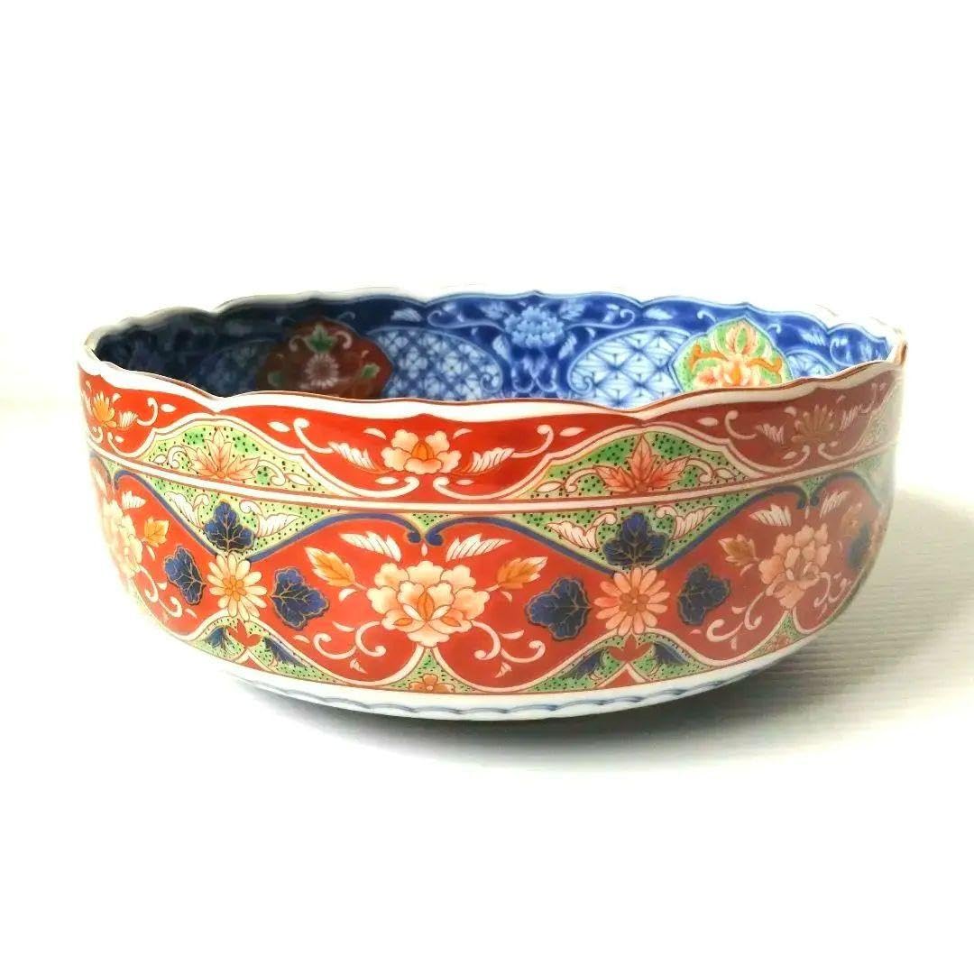 庫山窯 古伊万里 染付 色錦 色絵 芙蓉手 深鉢 大鉢 大皿 盛皿 鉢 和食器 Amazon.co.jp: 庫山窯 染付 色錦 色絵 芙蓉手 深鉢 大鉢 盛皿 和食器