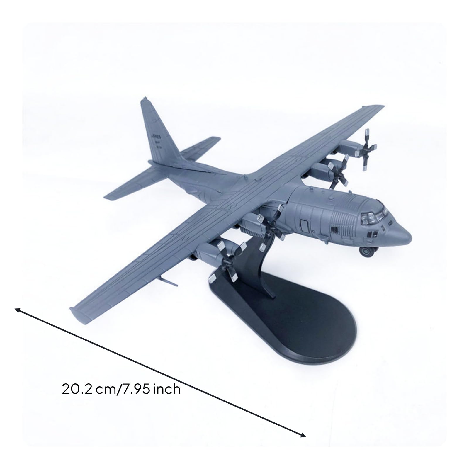 Modellino di Aereo da Trasporto tattico130 Realistico Modellino di Aereo con Supporto Fedele All'originale Modello con Supporto, AC-130 Monocromatico