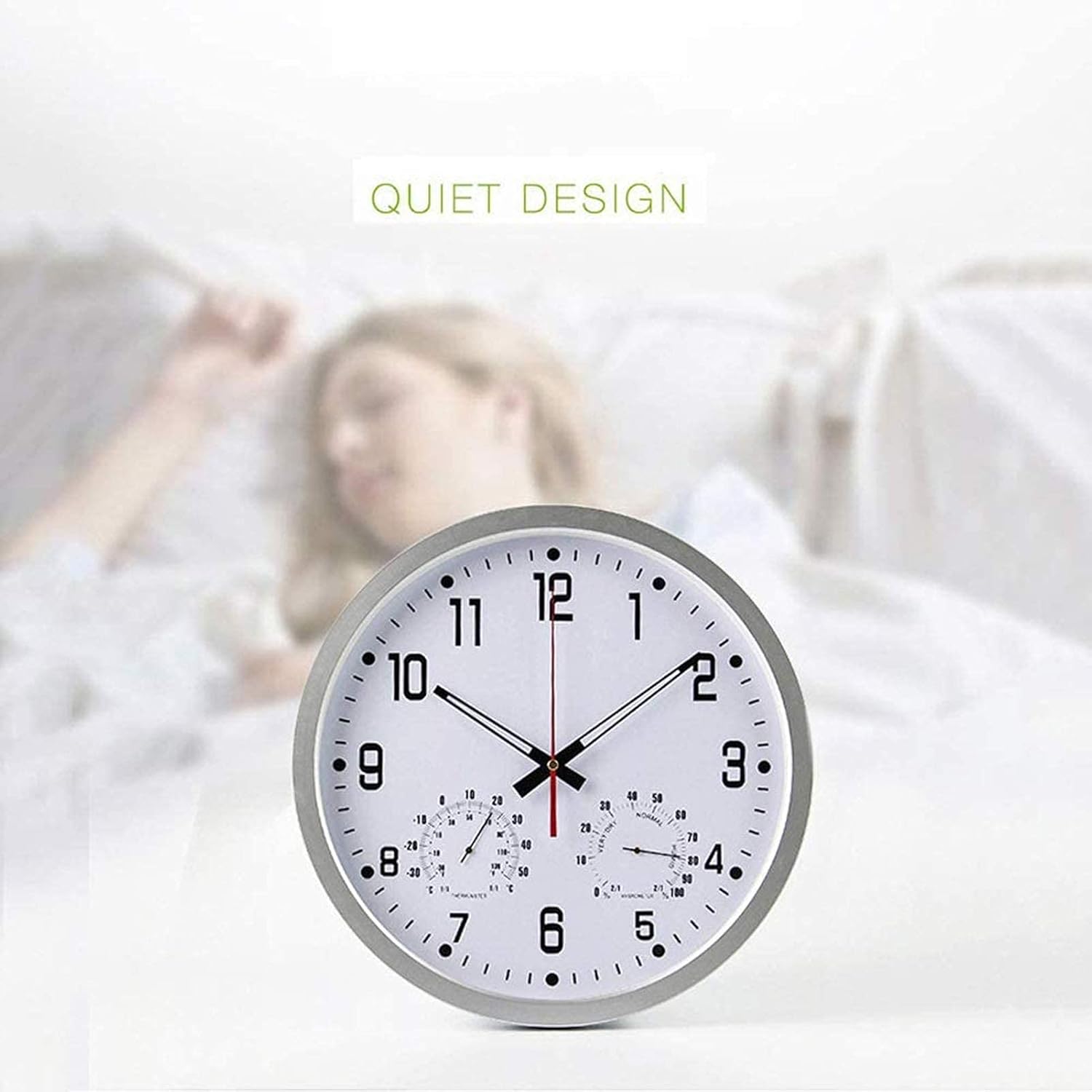 Outdoor Garden Wall Clock, Wall Clock Temperature and Humidity Display Round Clockswaterproof Outdoor Decorative Fence Ornament for Office Class Room Living Bedrooms,A