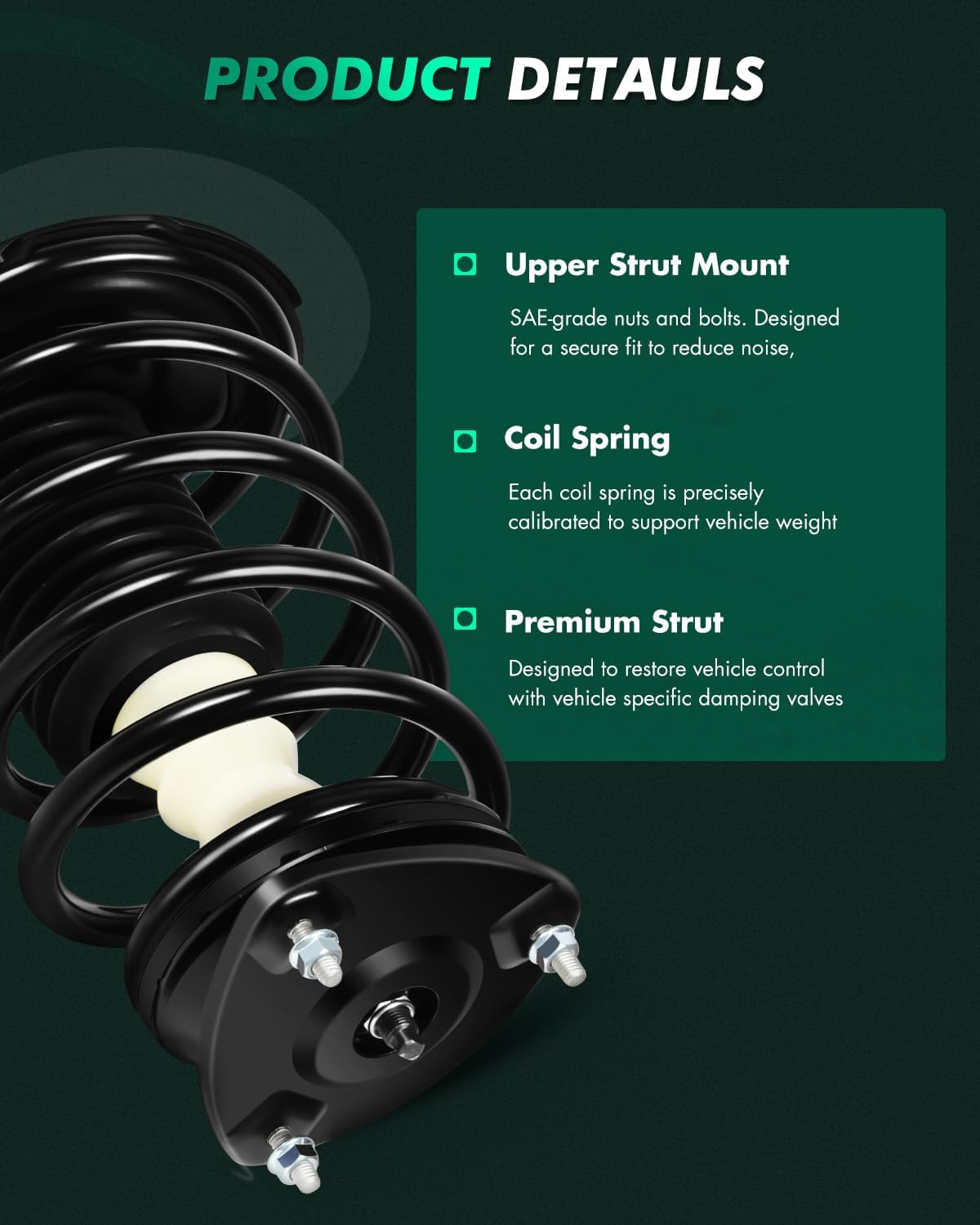 SCITOO Quick Strut, Front Complete Strut Assembly & Rear Shocks Absorbers Fits 2006-2011 For Hyundai Accent 2006-2011 For Kia Rio 2006-2011 For Kia Rio5 172298 172297 348002, 4Pcs