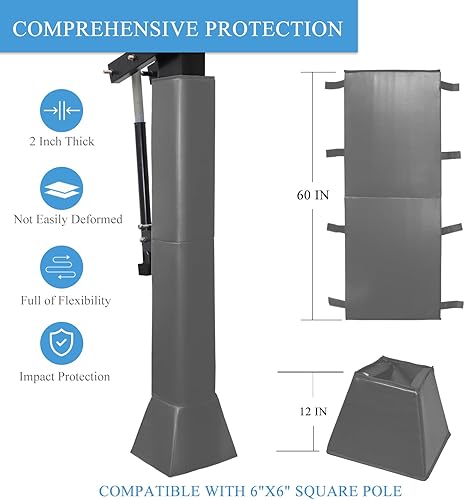 Miniatura 2 de Katop Almohadilla cuadrada para bastón de baloncesto, acolchado de poste protector resistente para poste de 5 x 5 pulgadas, poste y base de 6 x 6