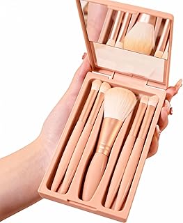 Juego de brochas de maquillaje rosa portátil ...
