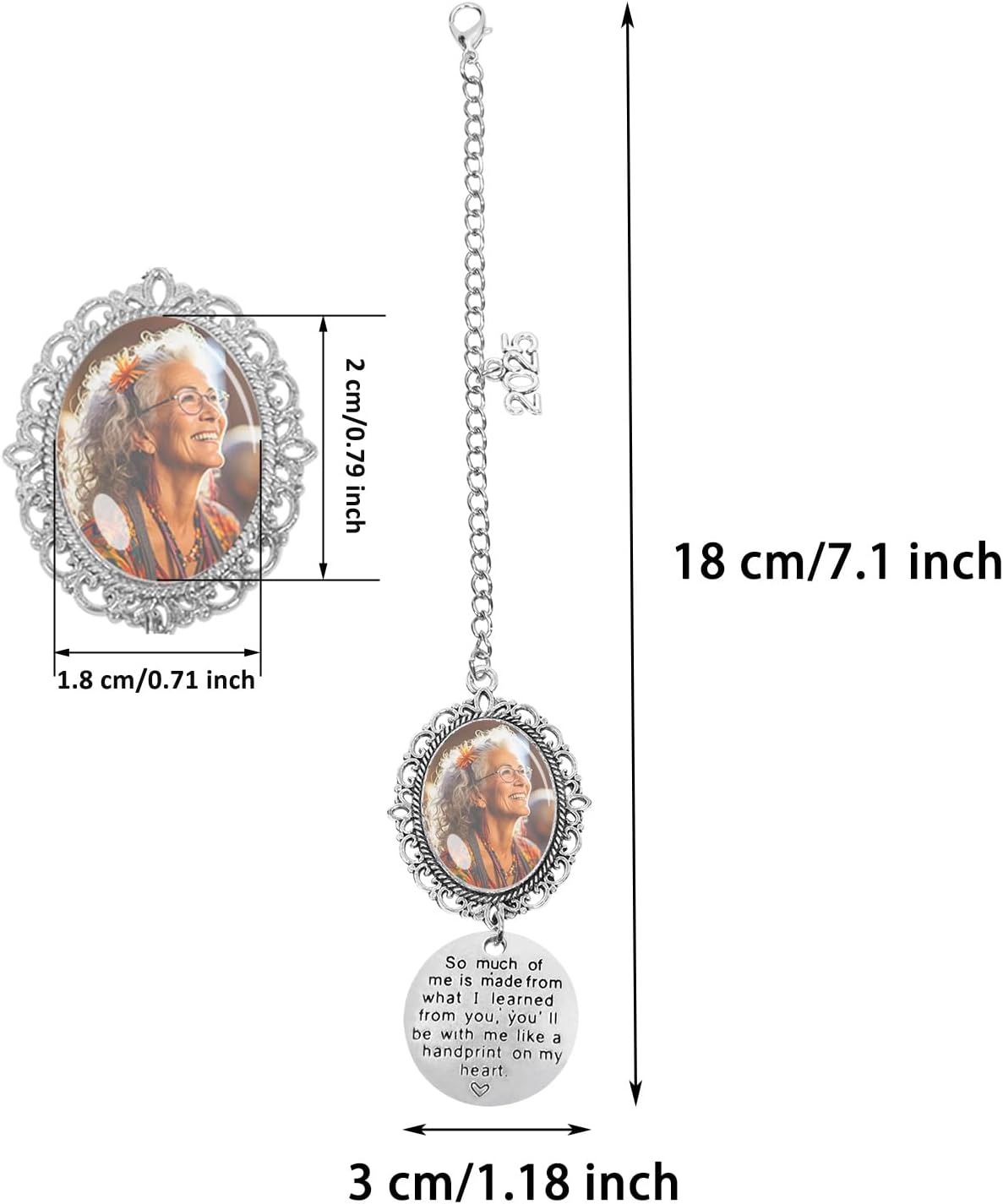 Penta Angel Graduation Cap Photo Charm Tassel Personalized Memorial Graduate Cap Decorations DIY Tassel Gifts for Class of 2025 Grad Cap Gown Ceremony (1, Round) - Image 2