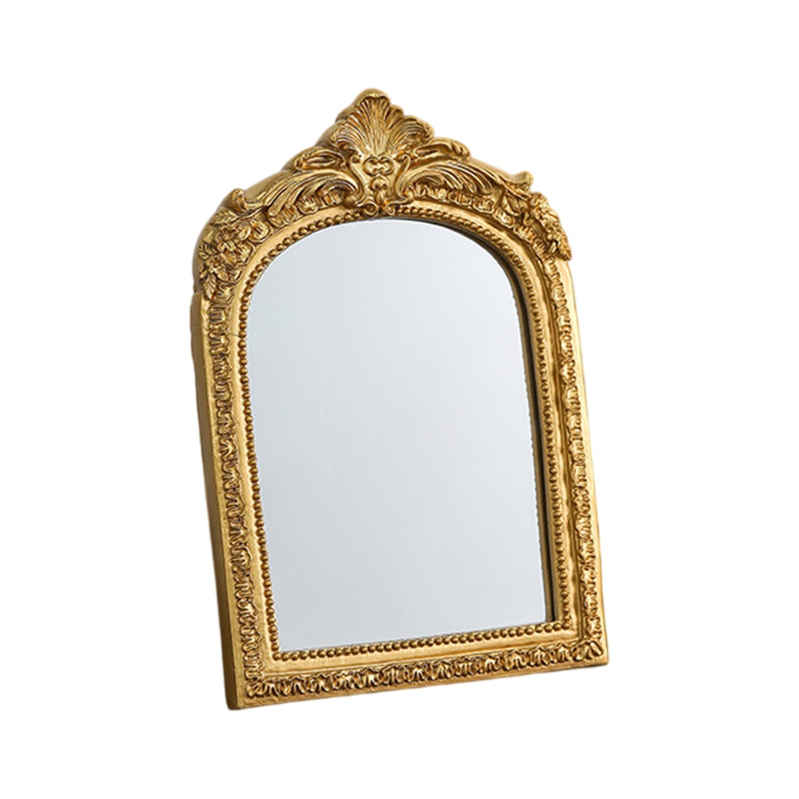 CAZSTYK Unique Florals Embossing Carved Arched Desk Makeups Mirroring From Resins for Hallway or Entryway Traditional Incised Wall Mirroring