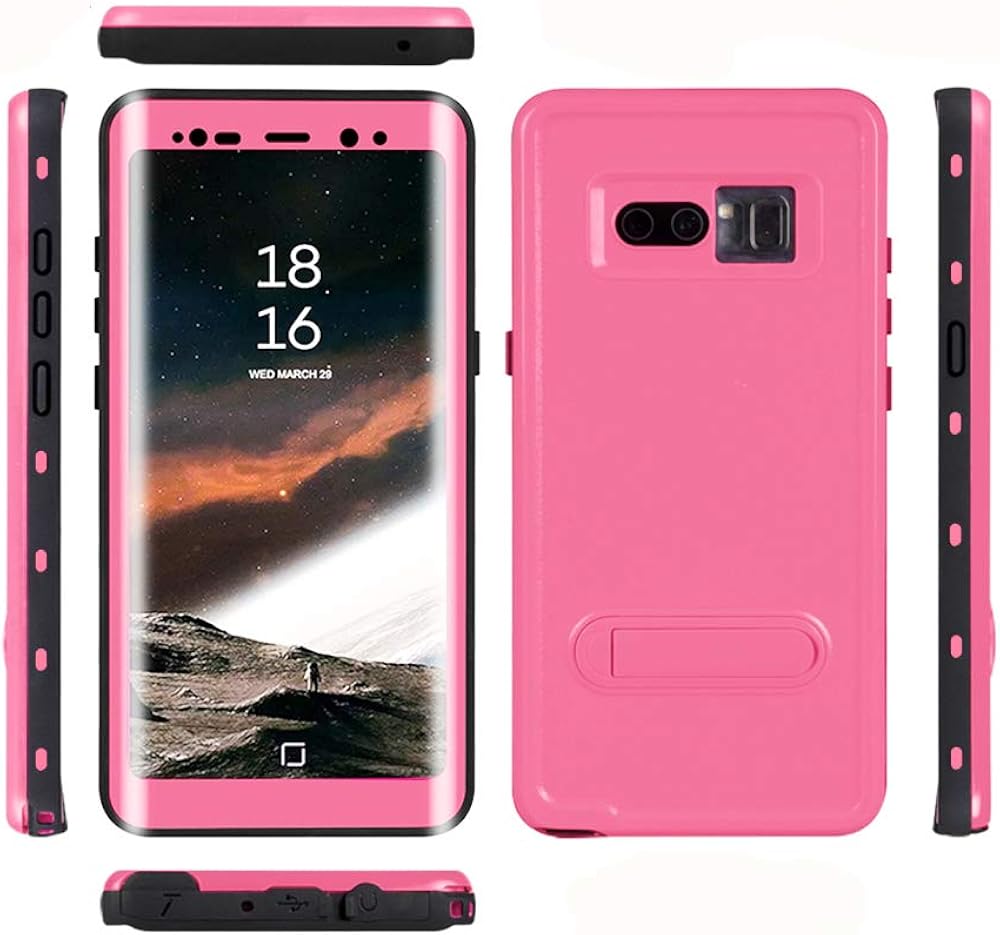 Samsung Galaxy Note 8 Waterproof Case, Shockproof Dustproof Snowproof Full-Body Underwater Protective Box Rugged Cover with Kickstand and Built in Screen Protector for Galaxy Note8