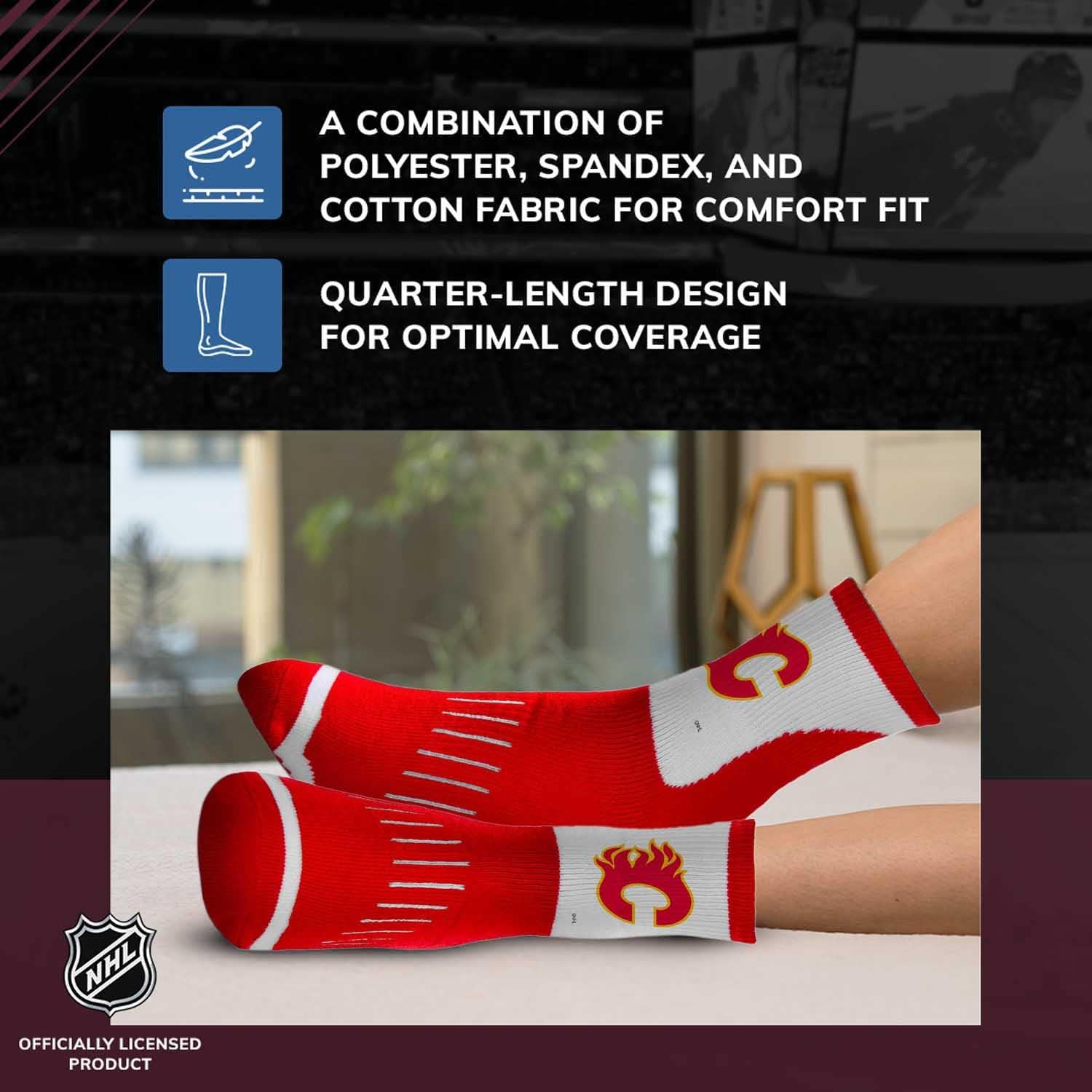 For Bare Feet NHL Adult Surge Team Mascot Mens and Womens Quarter Socks