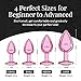 Session Jewel Butt Plug Beginner 4 Piece Set - X-Small, Small, Medium, Large - Wide Base Prevents Slippage - Metal Anal Sex Adult Toy for Men & Women - Pink & Pink - Circle Shaped Charm