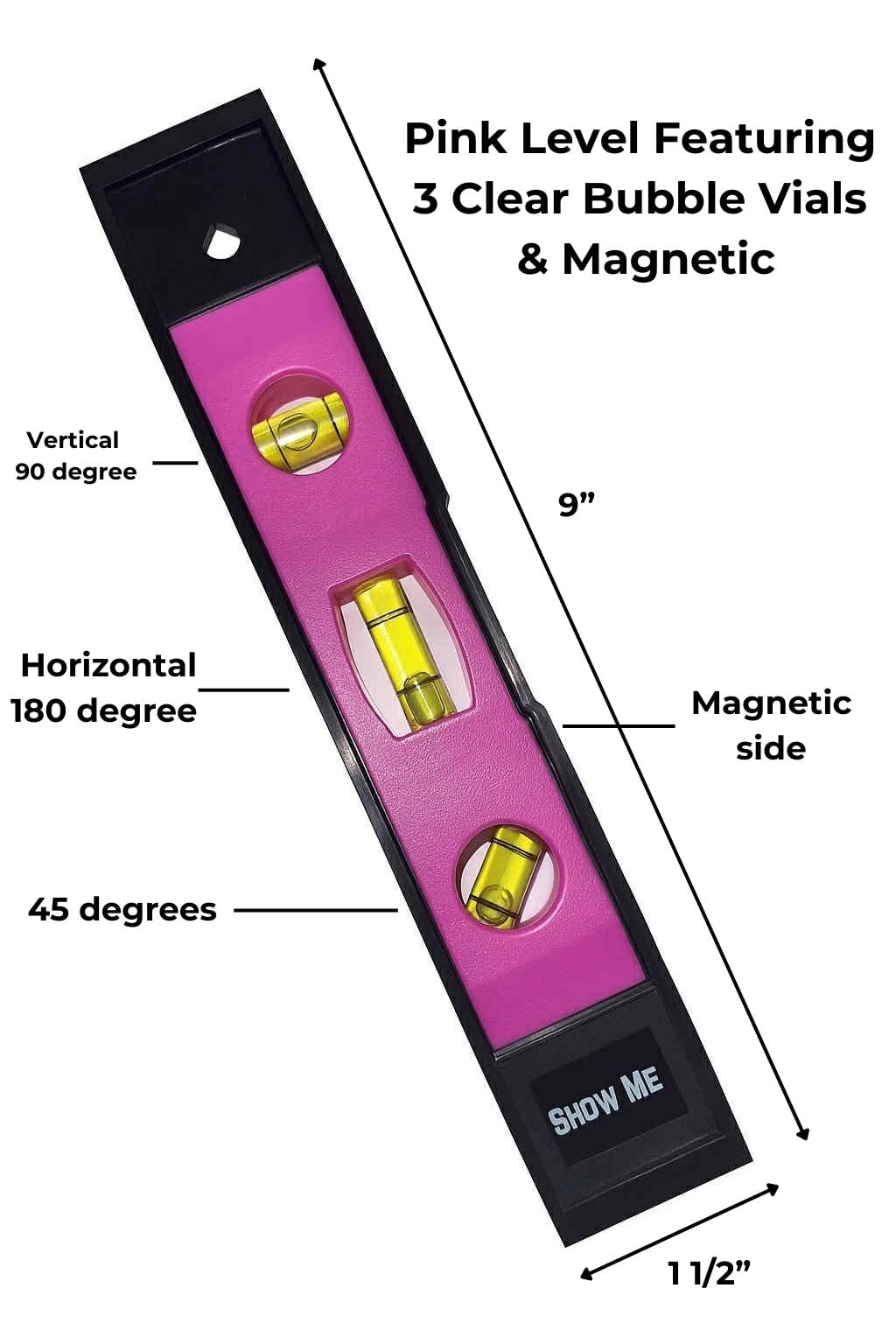 Pink Magnetic Level - 3 Bubble Vials, Lifetime Warranty -2