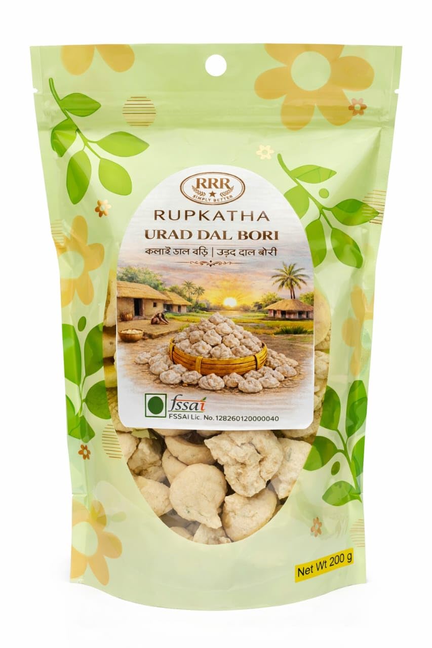 "RUPKATHA" Kolai Dal Bori, Traditional Handmade Urad Dal Bori, Sun-Dried, No Preservatives, 200 g-image-26