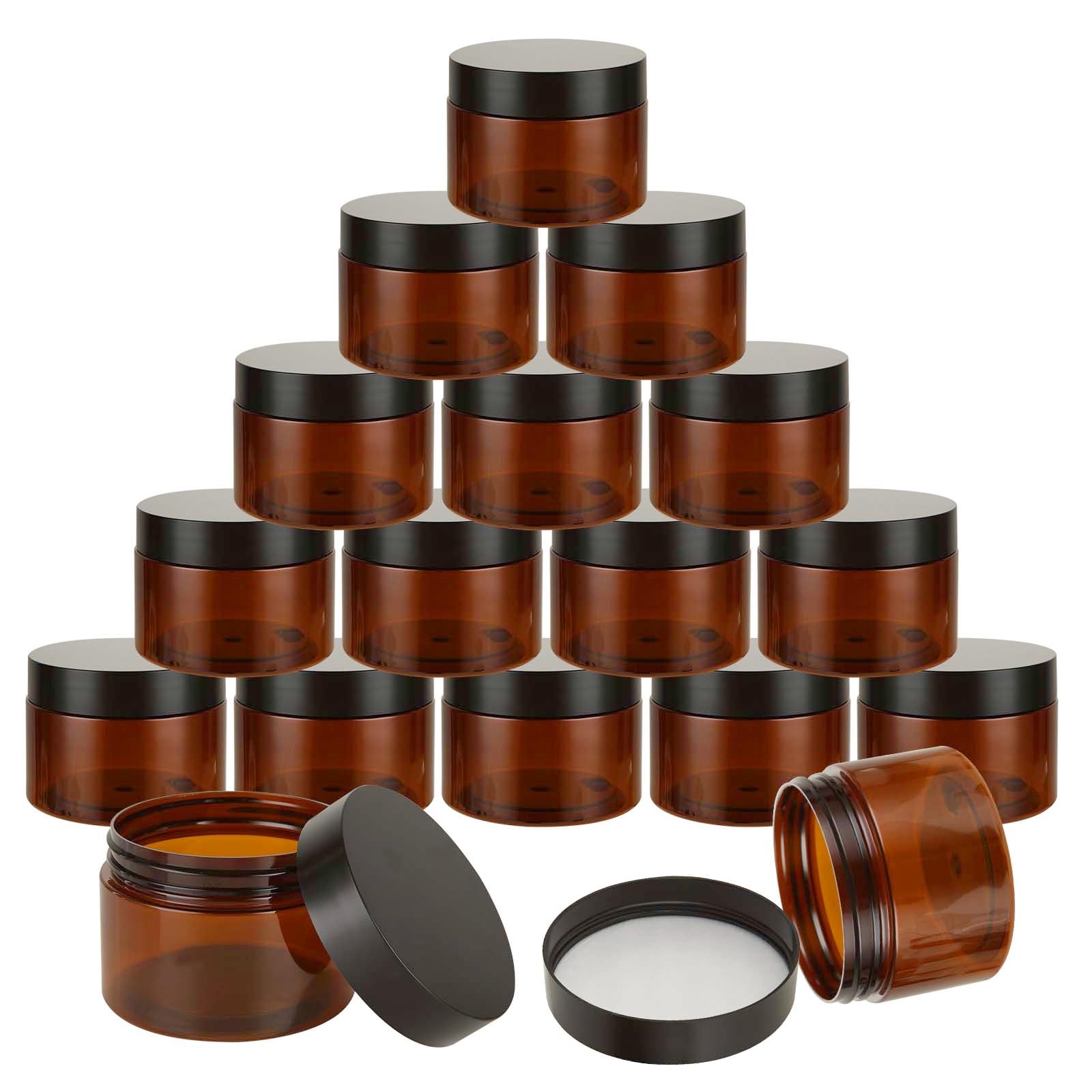 Confezione da 50 contenitori in plastica da 113,4 g con coperchio, ricaricabili, contenitori per cosmetici con coperchio nero, barattoli da viaggio a prova di perdite, per prodotti di bellezza,