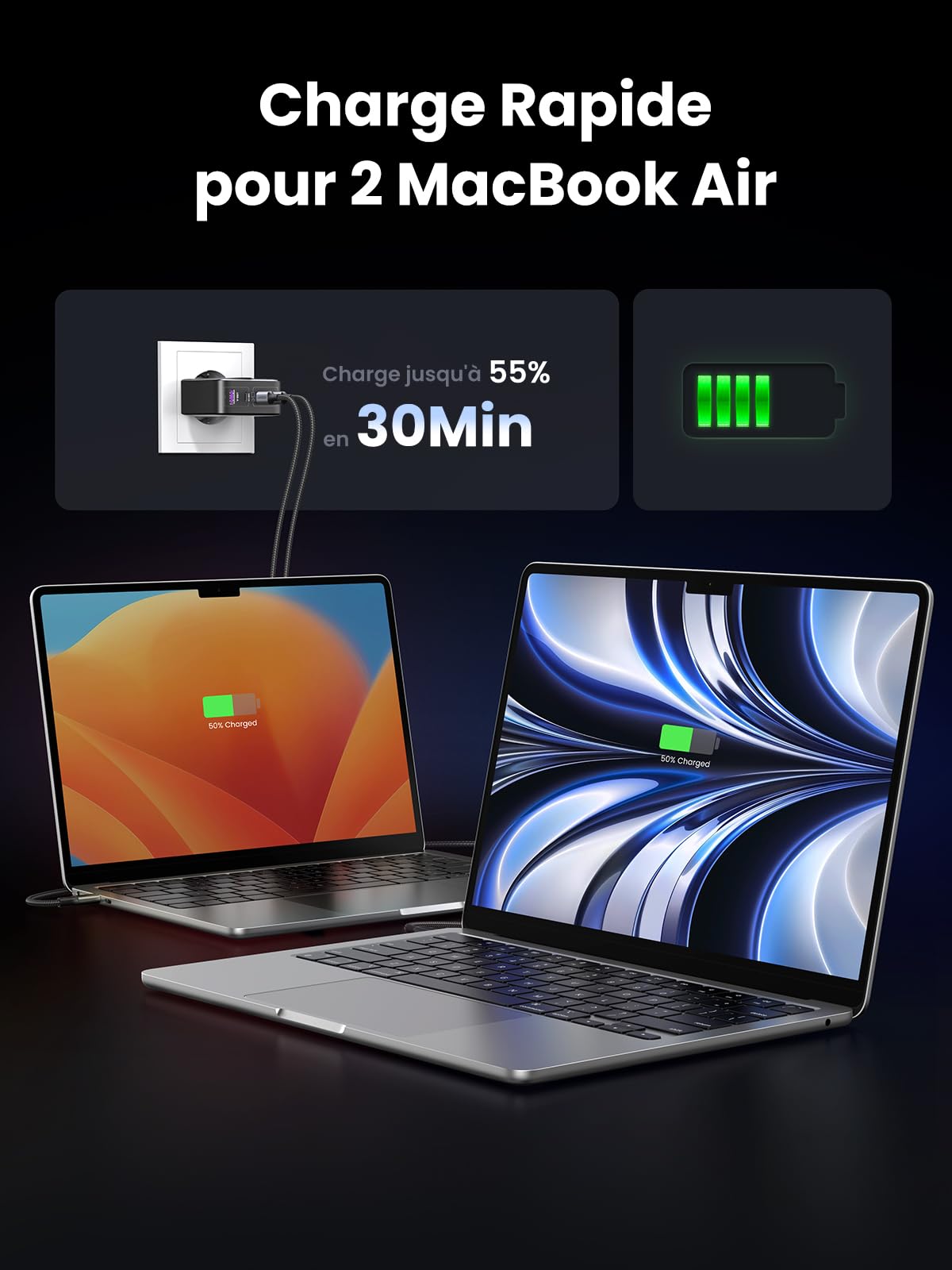 UGREEN Nexode 100W Chargeur USB C Rapide 4 Ports GaN Tech Compatible iPhone 17 Pro Max Air 16 15 14 13 12 Galaxy PPS 60W S26 S25 S24 Pixel 10 9 iPad MacBook