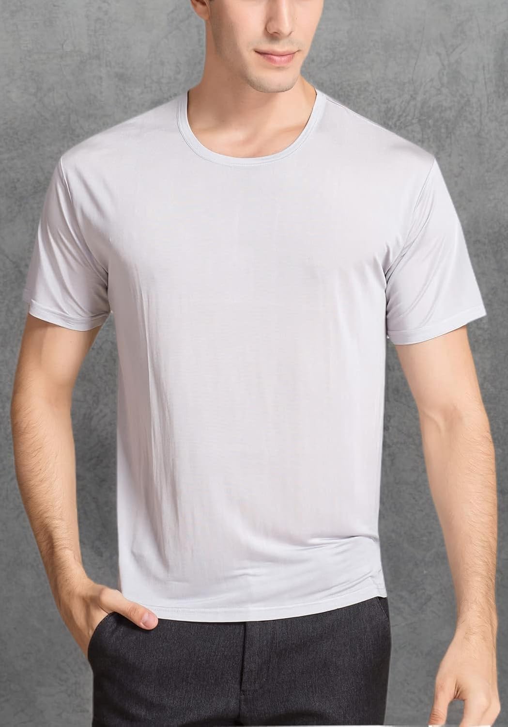 METWAY Mens Silk T Shirt Casual Short Sleeve Crew Neck MulberrySilk Tee Undershirt Super Soft/Breathable Workout Shirt - Image 5