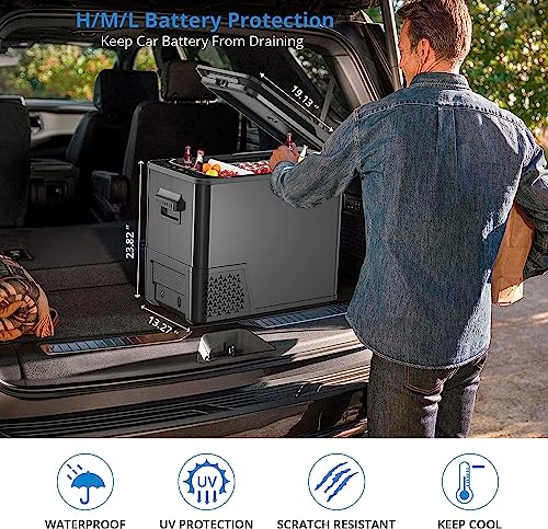 Image of 12V Car Refrigerator, Portable Refrigerator Freezer 42QT /39L, Electric Fridge Cooler with Dual Fridge Freezer Zone, 12 /24V, Car Fridge for Truck RV