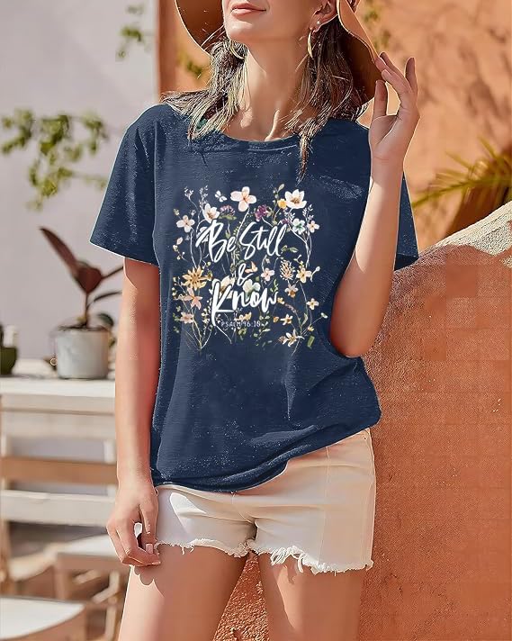 Christian Shirts for Women Religious Sayings Tees Bible Verse Inspirational Tee Tops Pray Print Shirt - Image 2