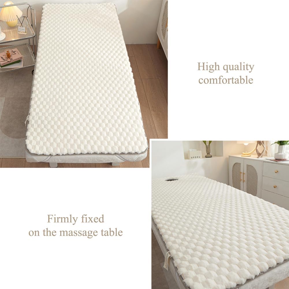 Sponge Massage Table Mattress Topper Lash Bed Topper Thicken 3.5Cm Foldable Beauty Salon Mattress Pad Massage Bed Pad Spa Bed Padding Square/Round/Trapezoidal Head,White(t),90 * 190cm