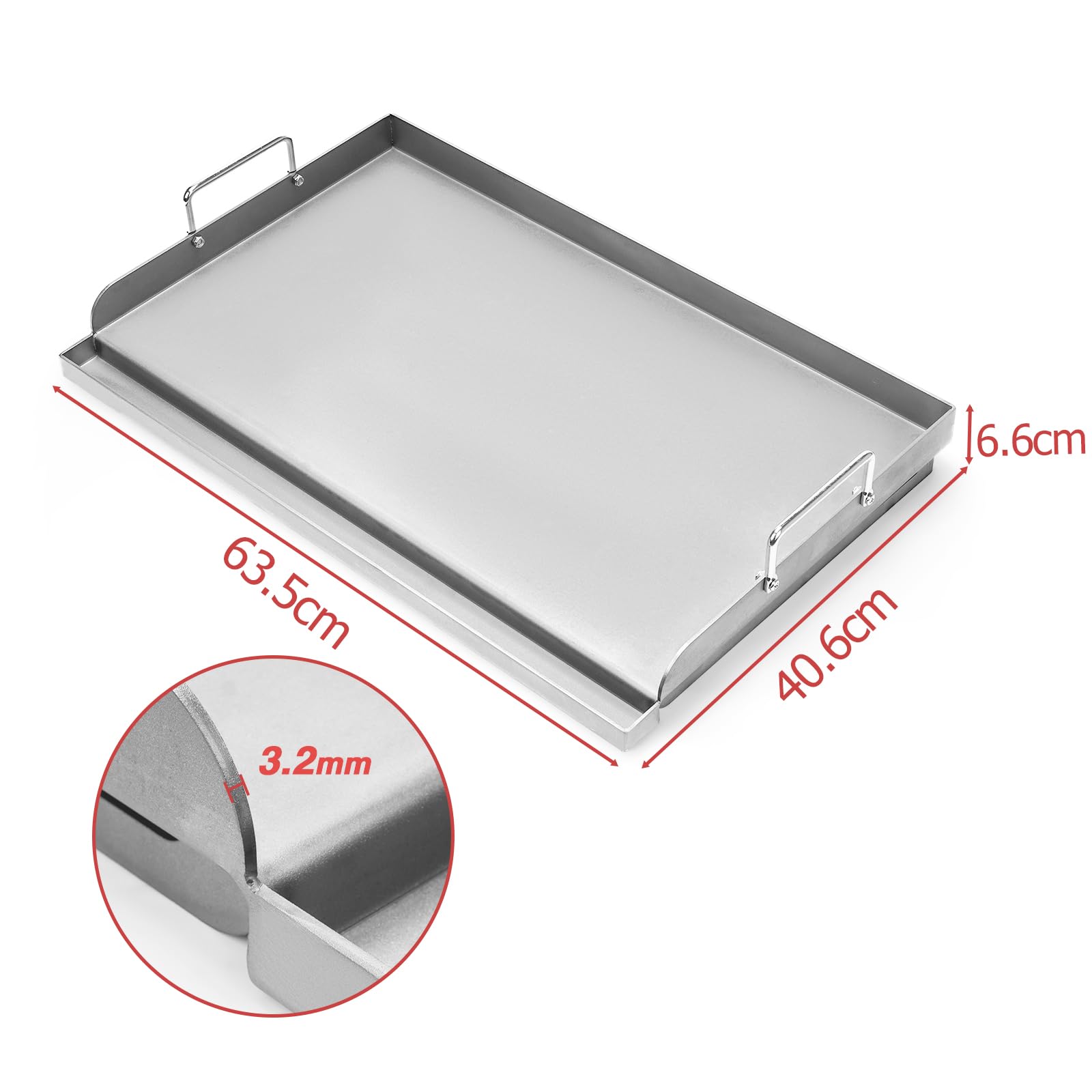 Universal Grillplatte 63,5 x 40,6cm, BBQ Plancha Grillplatte Griddle für Holzkohlegrill, Elektrogrill, Grillplatten für Holzkohle Grillwagen, Gasgrill, Burger und mehr, Große Rechteckige Grillplatte